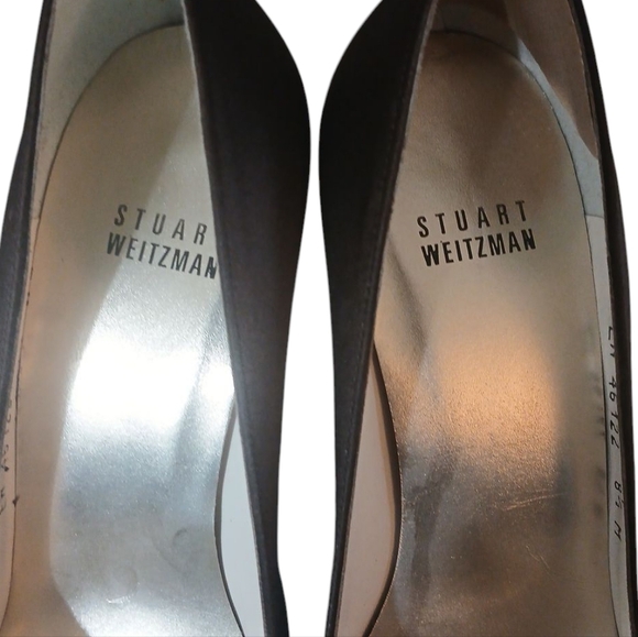Stuart Weitzman Brown Satin High Heels Peep Toe Pumps Women's Size 8.5 - Picture 4 of 11
